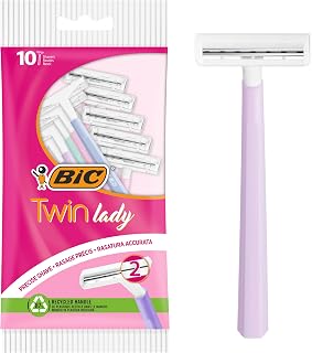 BIC Twin Lady Disposable Razors for Women, 2 Blade, Pastel Colours, Pack 10