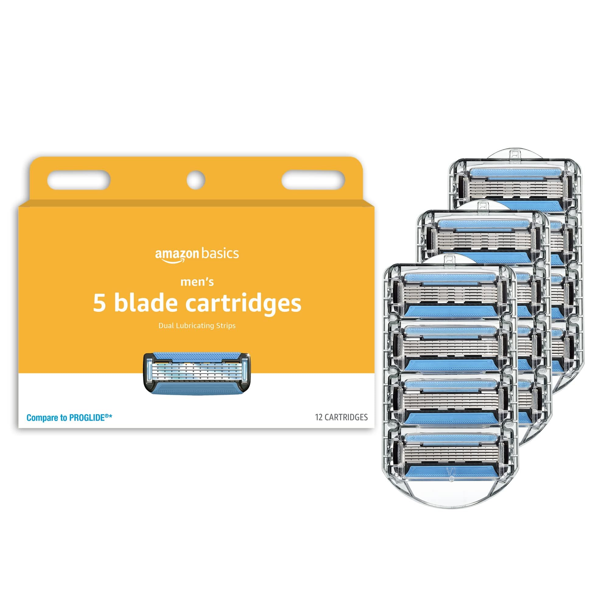 Amazon Basics 5-Blade Razor Refills for Men with Dual Lubrication, Hypoallergeni