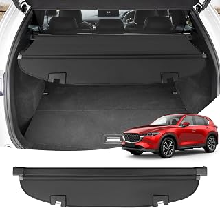 Powerty Cargo Cover for Mazda CX5 CX-5 2017-2024 2025 Accessories, Canvas | With Extended Cover, Waterproof, Retractable Trunk Cover, Privacy Screen, Anti-UV Rear Security Shade for CX5 Accessories