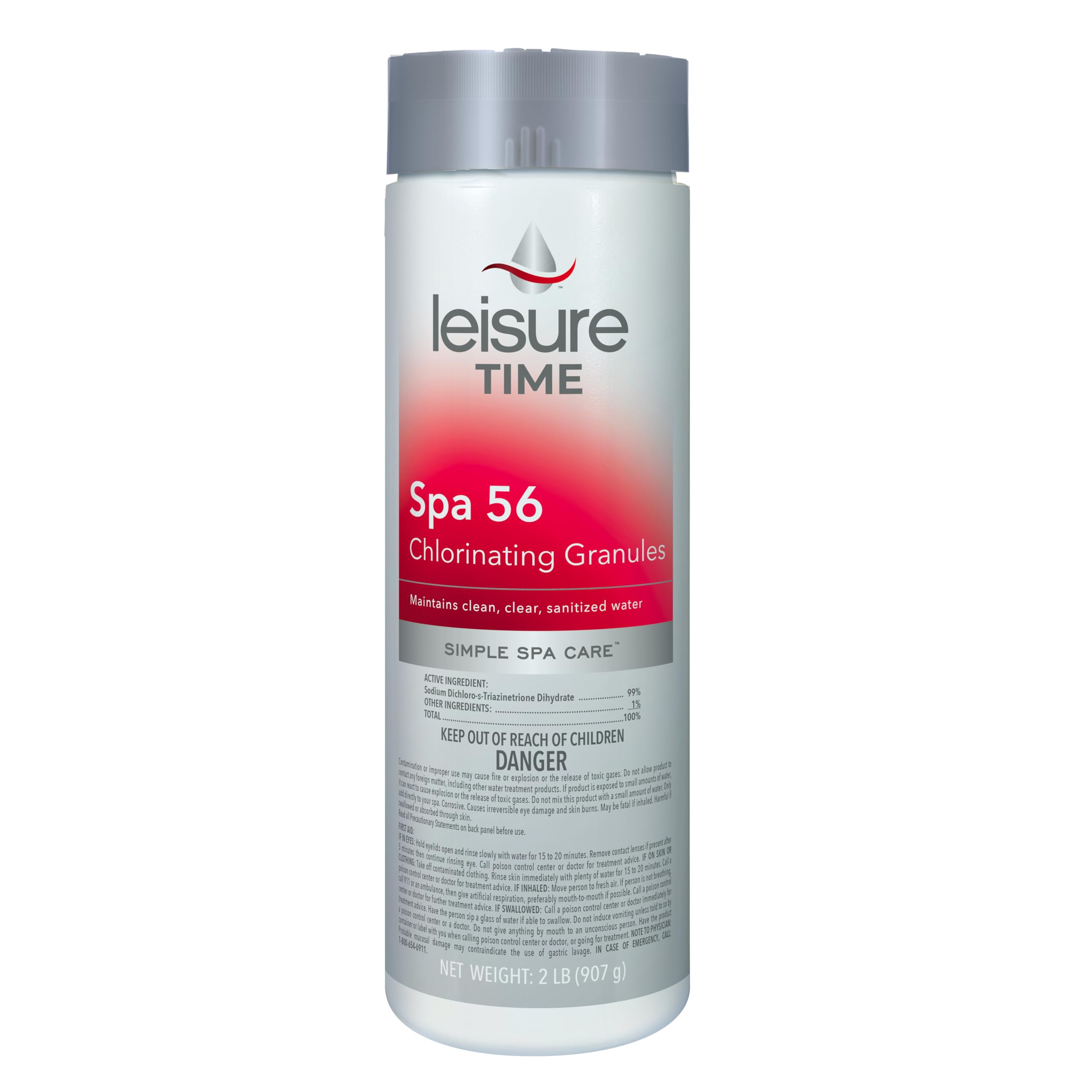 Leisure Time 22337A, Spa 56 Chlorinating Granules, 2 lbs | Bucket for Crystal Cl