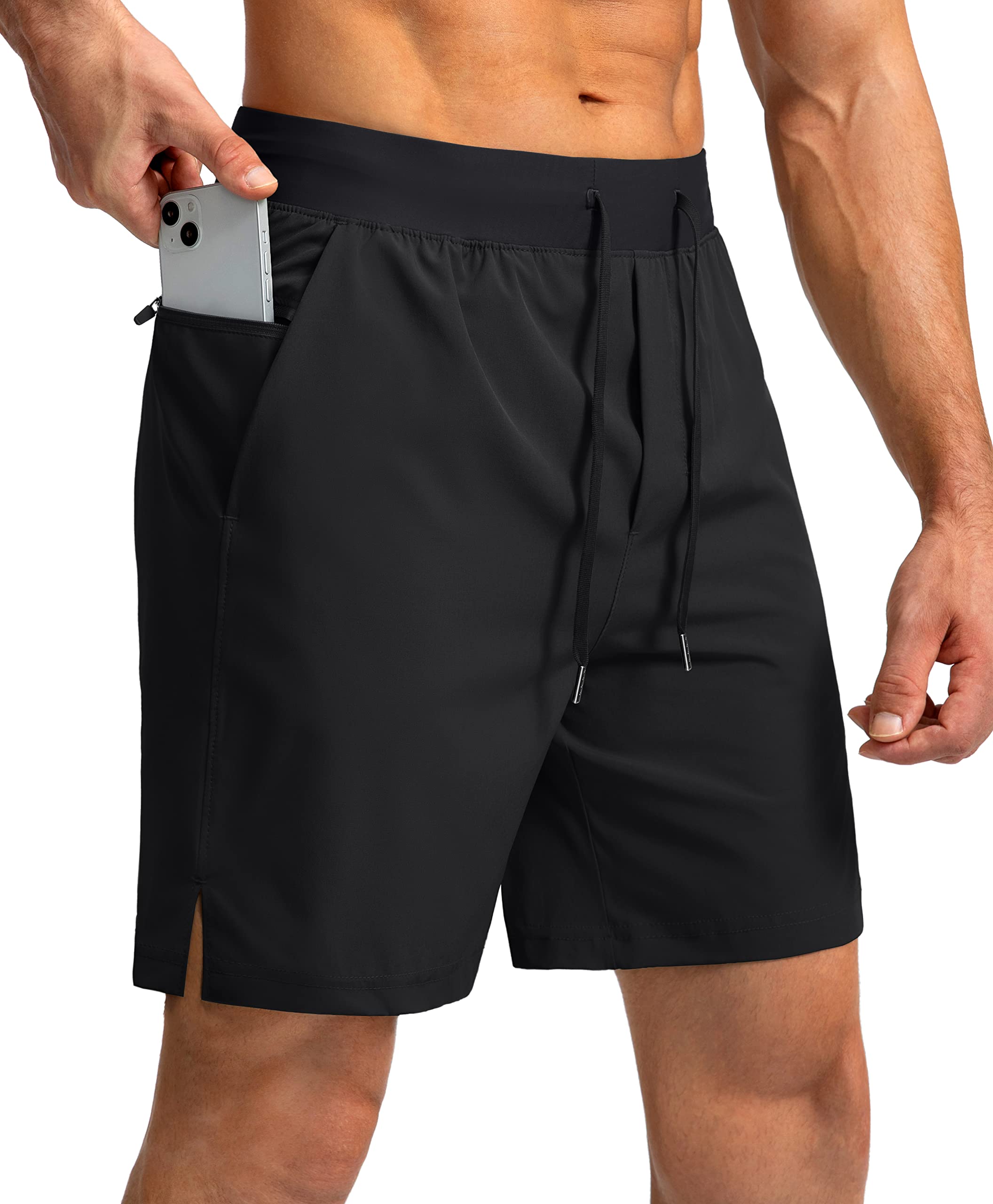 Soothfeel Men's Athletic Running Shorts with Zipper Pockets, 9"/7"/5