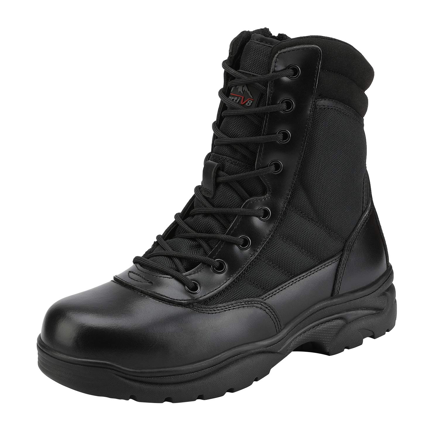 NORTIV 8 Men's Military Tactical Work Boots | Side Zipper Leather Motorcycle Com