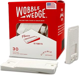 Wobble Wedge Plastic Shims for Leveling, Furniture Wedges, White, 30 Pack | Flexible Plastic Shims, Non Slip, Stackable and Trimmable, Level Tables, Chairs, Cabinets, Appliances and Toilets, USA Made