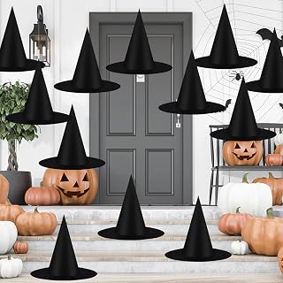 12 Pcs Halloween Decorations 15" Floating Witch Hats Witches Hanging Decor | Thickened Witch Hat Bulk with Rope, Wizard Hats, Halloween Witch Decor for Home Porch Office Indoor Outdoor Hocus Pocus Party