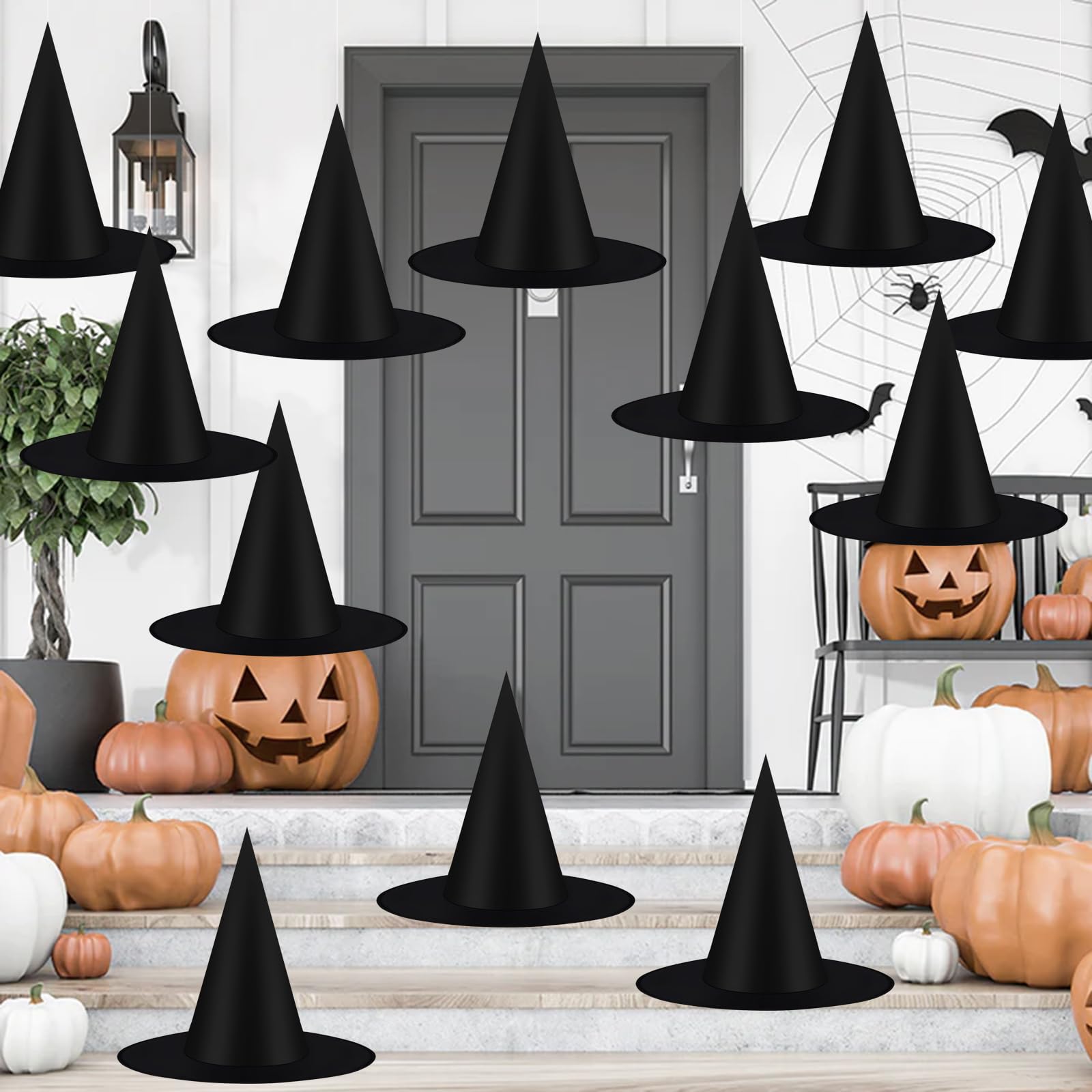 12 Pcs Halloween Decorations 15" Floating Witch Hats Witches Hanging Decor | Thi