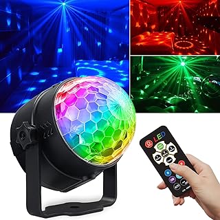 Happy Birthday Disco Party Decorations Lights, USB LED Mini Disco Ball Lamp Sound Activated DJ Dance Stage Light Colourful RGB Strobe Lamp for Home Room Dance Parties Karaoke Xmas Wedding Show Club