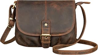 STILORD "Iris" Women's Vintage Leather Shoulder Bag – Small Hand Bag for Outings, Evenings & Leisure – Genuine Leather Bag Colour: Kreta – Brown