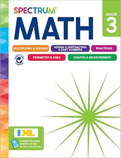 Spectrum 3rd Grade Math Workbook, Mathematics Activity Book for Kids Ages 8-9, Multiplication, Division, Fractions, Addition and Subtraction with 4 Digit Numbers, Classroom or Homeschool Curriculum