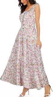 OSTOO Women's Summer 2025 Short Sleeve Boho Floral Print Multi-Layer Long Dress Flowy Casual