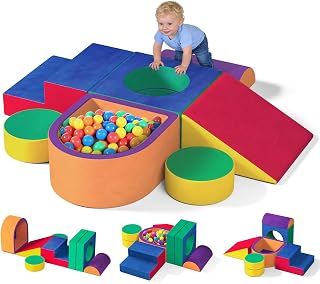JUOIFIP 6PC Toddler Climbing Toys Indoor, Foam Climbing Blocks for Toddlers | Crystal Velvet Foam Climbing Blocks for Toddlers 1-3, Soft Baby Climbing Toys for Climbing and Crawling, Balls not Included