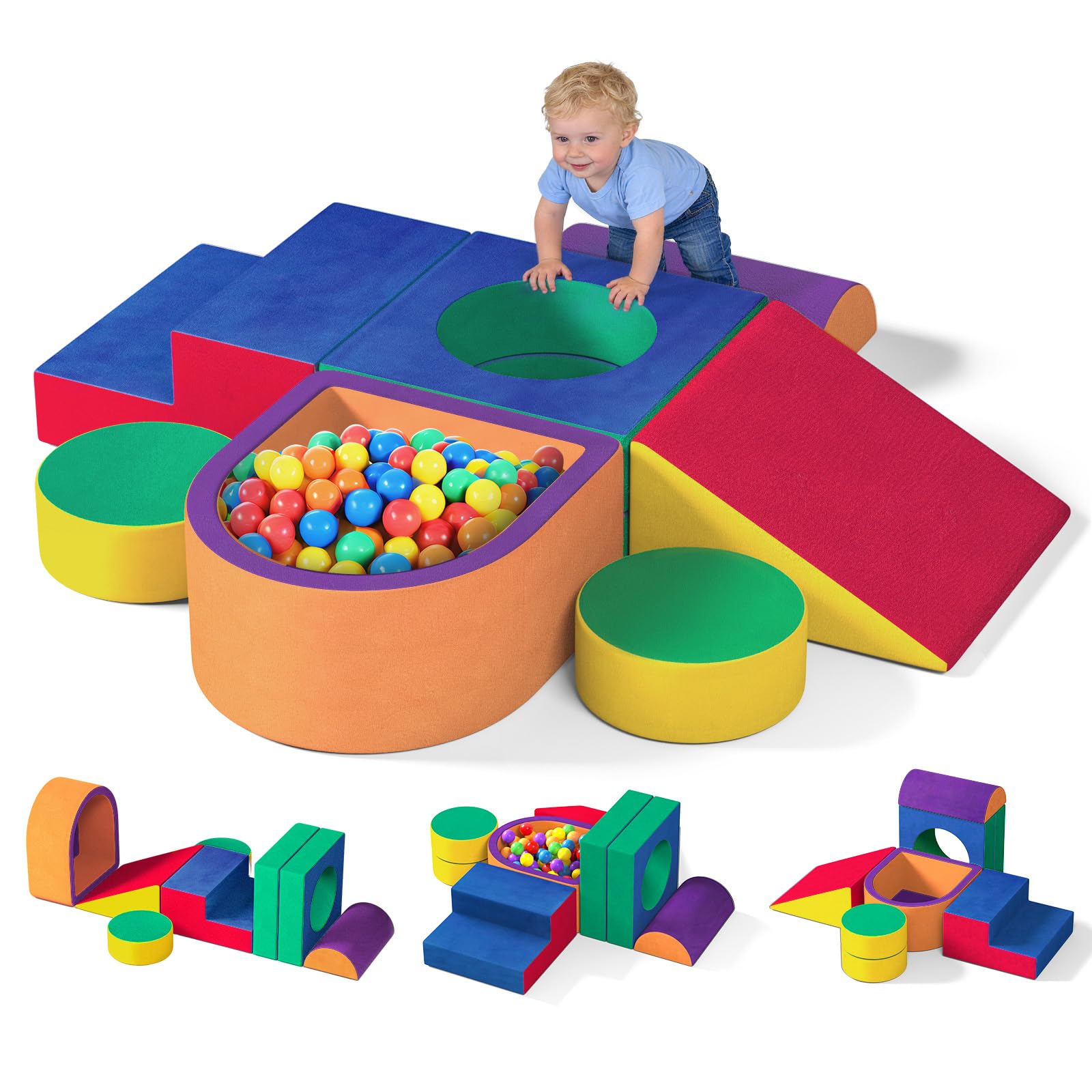 JUOIFIP 6PC Toddler Climbing Toys Indoor, Foam Climbing Blocks for Toddlers | Cr
