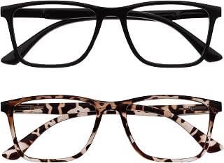 OPULIZE NYX Blue Light Blocking Reading Glasses - Rectangular Frame - UV Anti-Glare Eyewear - Improve Sleep Computer Gaming - Reduce Headaches Eyestrain Protection - Rectangular Frame - Mens Womens