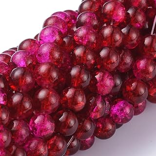 About 100pcs 8mm Round Crackle Glass Beads Handmade Loose Spacer Beads for DIY Friendship Bracelet Necklace Crafts Jewelry Making