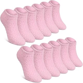 Suhine 12 Pairs Winter Warm Fuzzy Socks for Women Soft Coral Fleece Socks Gift for Christmas Winter Sleeping Slippers