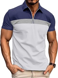Ryehack Men's Short-Sleeved Polo Shirt with Zip and Raglan Cotton T-Shirts for Sports and Leisure S-3XL