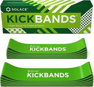 KICK BANDS Chair Bands for Kids with Fidgety Feet 12-Pack - ADHD Fidget Kickbands for Classroom Chairs & Desks - Solace Sensory Kickband (GREEN)