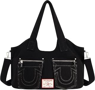 True Religion Unisex Women's Satchel Bag, Corduroy Crossbody Purse Handbag With Adjustable Shoulder StrapSatchel