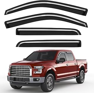 Window Visors Rain Guards for 2009-2014 Ford F150 Crew/SuperCrew Cab | Saleago Out-Channel Window Visors | Wind Deflectors | Extra Durable Vent Shades,Dark Smoke,Truck Accessories,4PCS