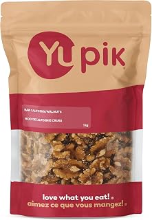 Yupik Raw Walnuts, Halves, 1 kg, Kosher, Gluten-Free, Vegan, Crunchy Nuts, Unsalted, Unroasted, Source of Omegas, Healthy Snacks, Ideal for Baking & Cooking