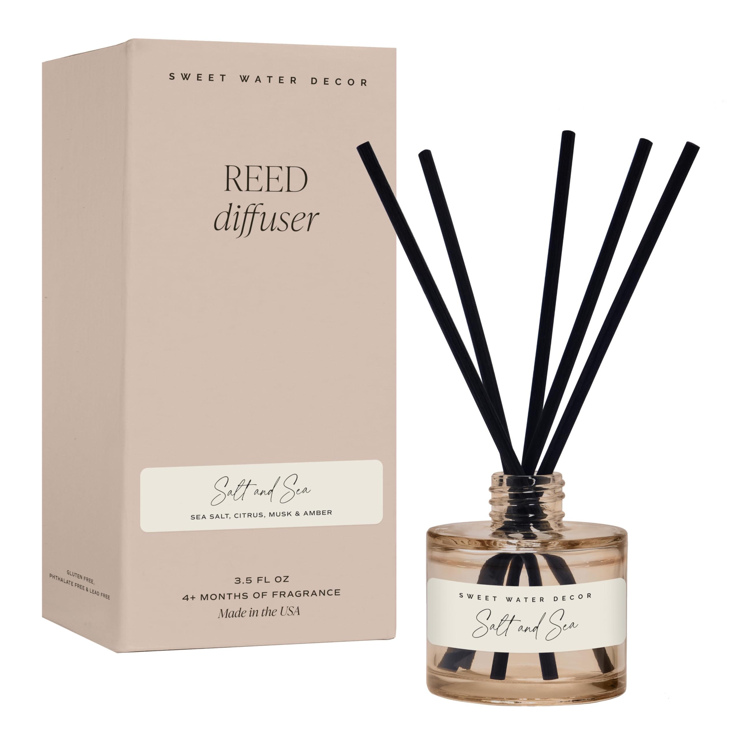 Sweet Water Decor Salt and Sea Reed Diffuser - Sea Salt, Citrus, Musk & Amber Sc