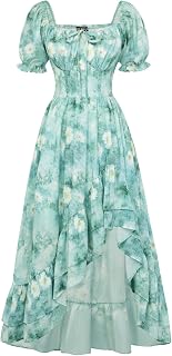 Scarlet Darkness Cottagecore Corset Dress Flowy Chiffon Floral Dresses for Women