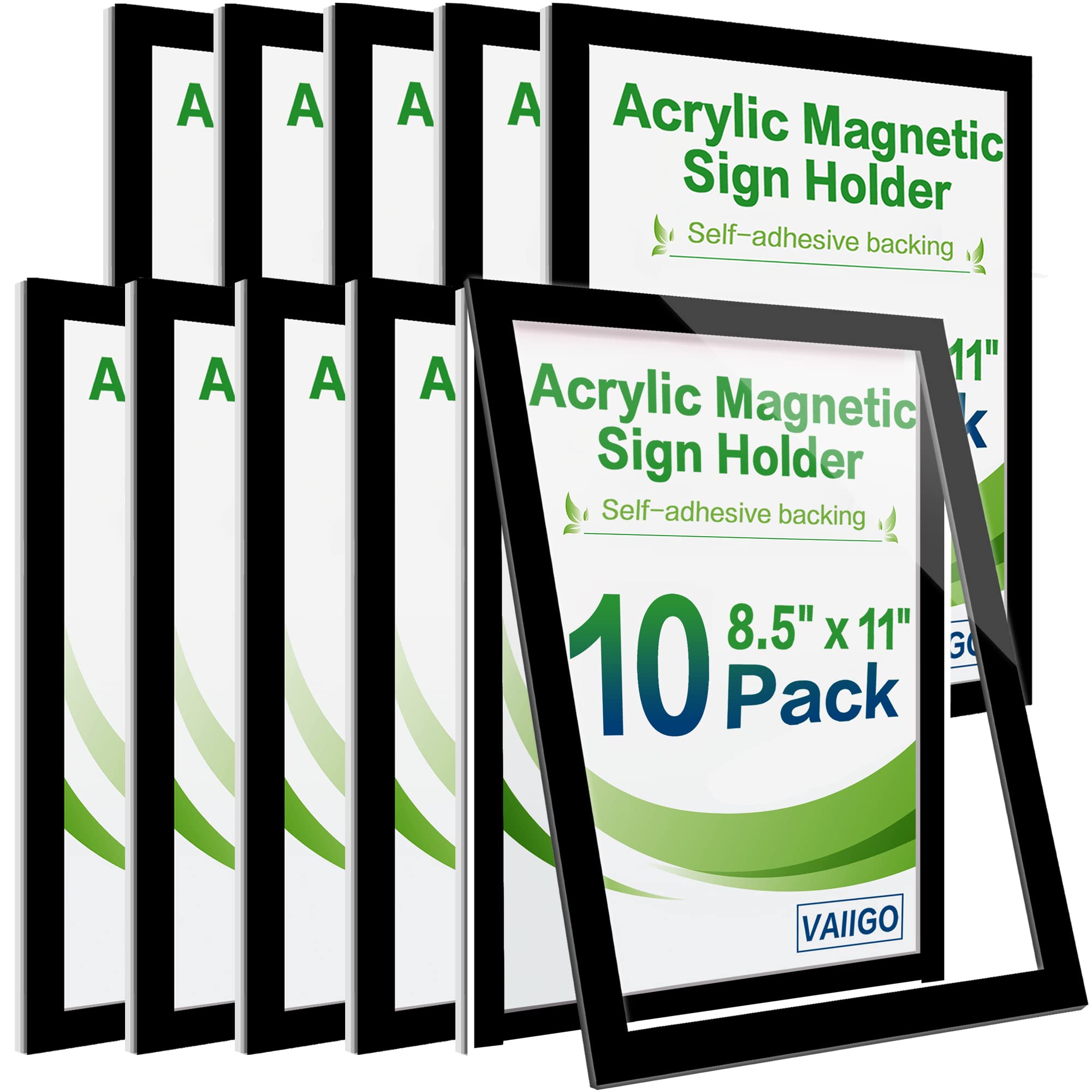 VAIIGO Acrylic Sign Holder 8.5" x 11", 10 Pack Magnetic Wall Mount Sign Holder w