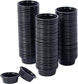 SLSON 100Pcs 0.5oz Gecko Feeding Cups Reptile Food and Water Black Feeding Dish for Lizards, Tortoise,Bearded Dragon Crested Gecko Feeding Bowls for Small Pet Ledge Accessories