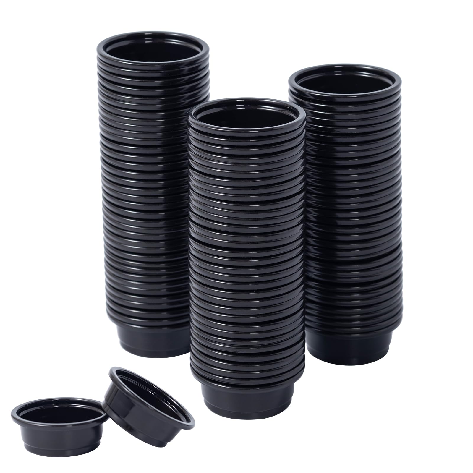 SLSON 100Pcs 0.5oz Gecko Feeding Cups Reptile Food and Water Black Feeding Dish 