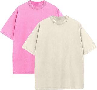 KEEPSHOWING Mens Oversized T Shirts Acid Wash Loose Fit Vintage Washed Tee Shirt Short Sleeve Streetwear Casual T-Shirts