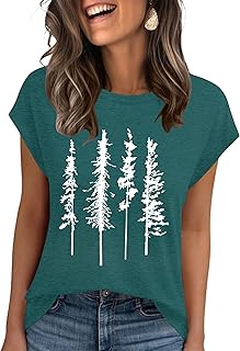 AKEWEI Womens Vintage Flower Print T Shirt Funny Cute Animal Graphic Tees Tops Loose Casual Outdoor Shirt