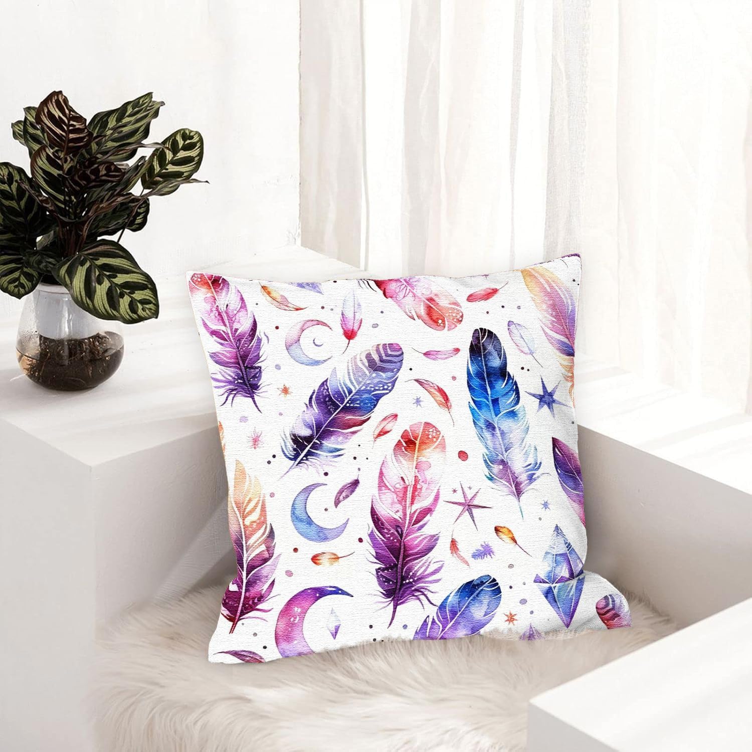 Set of 1 Decorative Throw Pillow Cover, Square Sofa Cover, Farmhouse Outdoor Cus