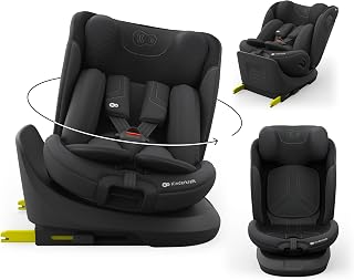 Kinderkraft I-Grow 2 PRO Baby Car Seat, I-Size 40-150 cm, Black | 360 Degree Rotation, Isofix, Base Station, RWF and FWF, Special Safety Systems, Easy to Clean, 0-36 kg, Group 0/1/2/3