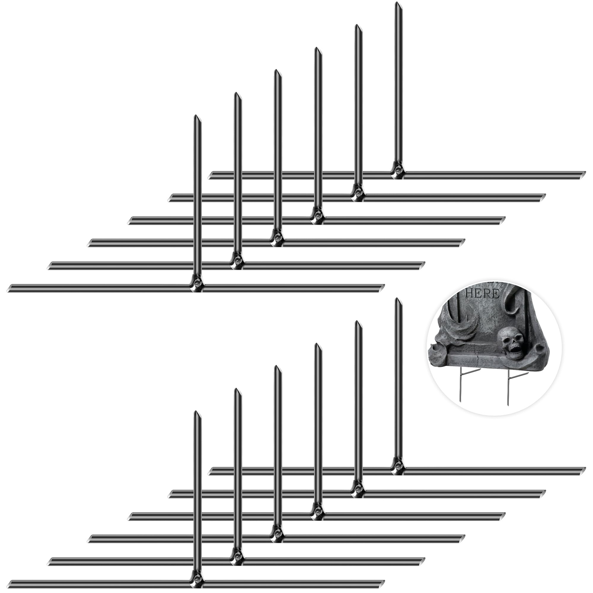 EBaokuup 12PCS Halloween Tombstone Stakes, 6.6"X3" Tombstone Metal Stakes, T-Sha