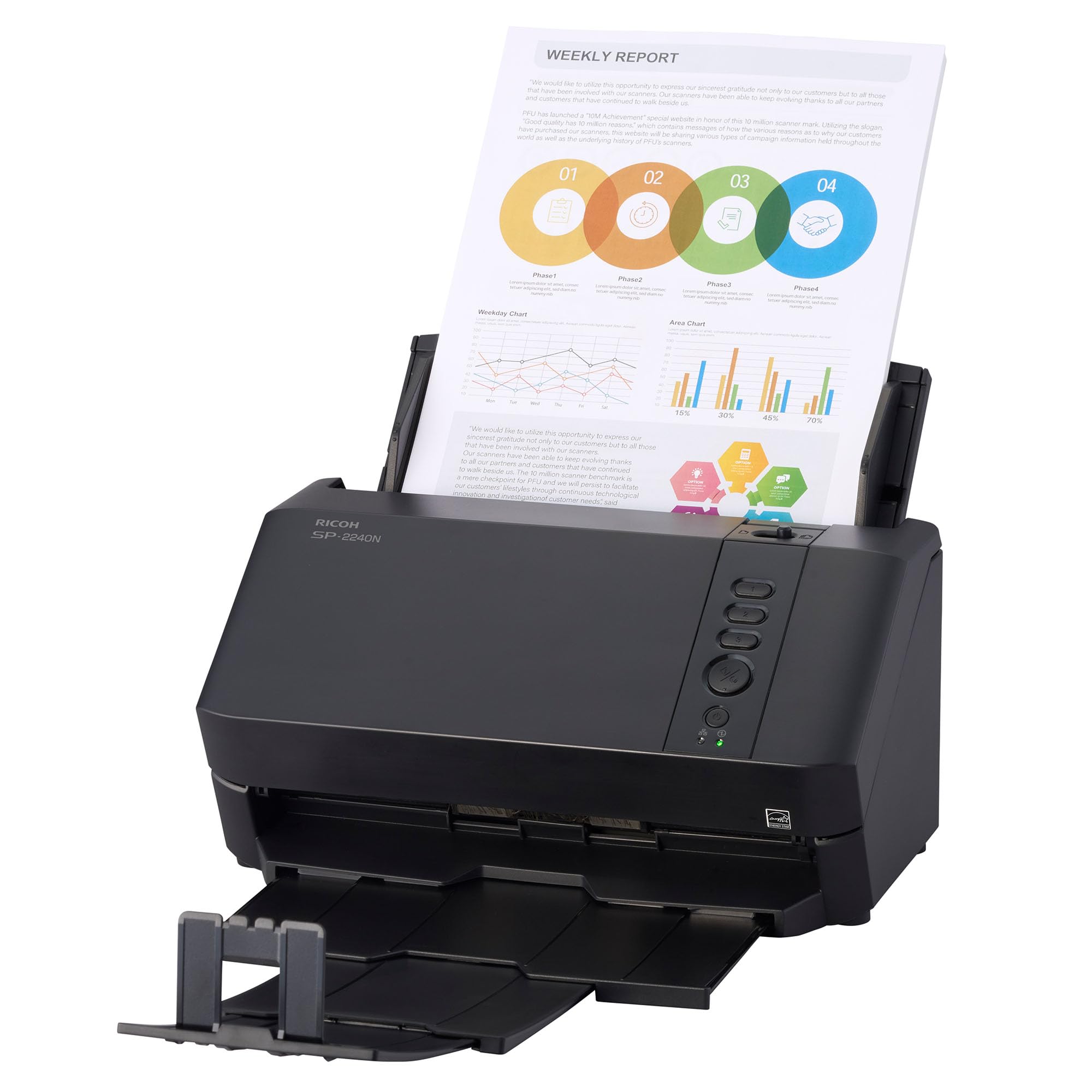 RICOH SP-2240N Easy-to-Use Compact Color Duplex Document Scanner | Automatic Doc