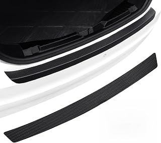 Moteloor 35.4" Rear Bumper Guard for SUV/Truck, Carbon Fiber | Carbon fiber leather rear bumper guard, 35.4x3.15in, waterproof, stain-proof, UV-resistant, non-yellowing, no edge curling