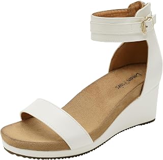 Dream Pair Nini-6 - Sandalias de cuña para mujer, Blanco (Blanco/Pu), 39 EU