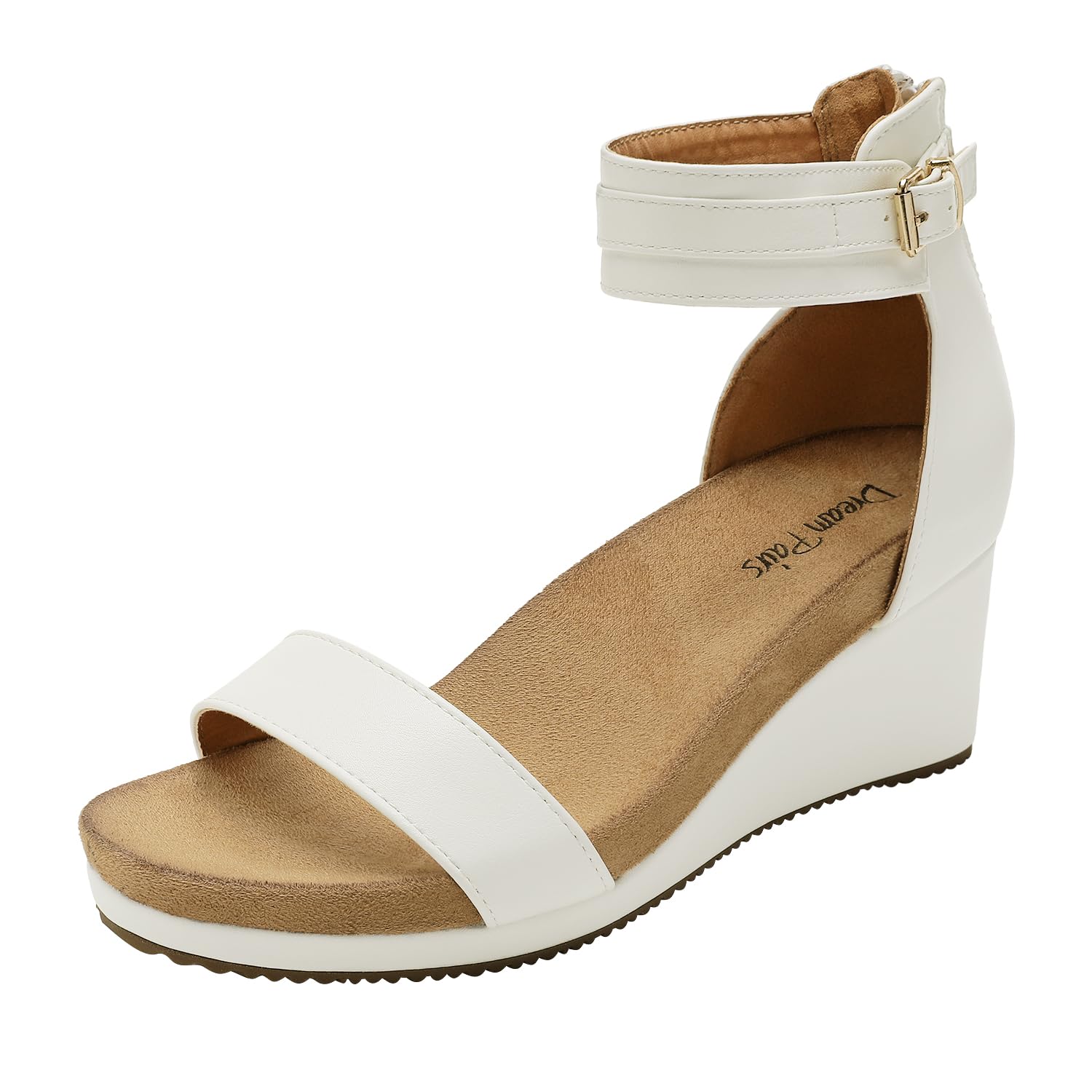 Dream Pair Nini-6 - Sandalias de cuña para mujer, Blanco (Blanco/Pu), 39 EU