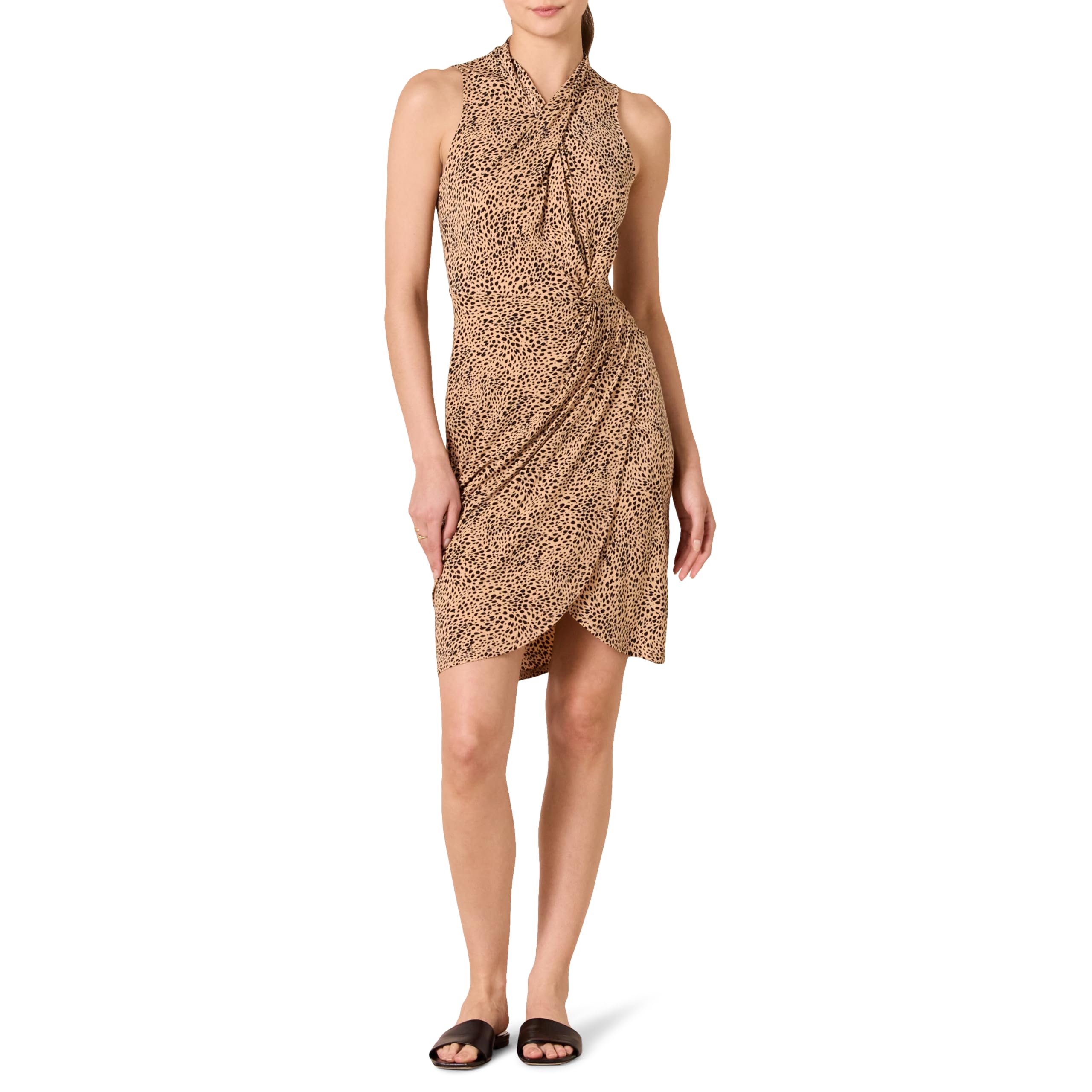 Amazon Essentials Womens Sleeveless Crossover Twist Neck Faux Wrap Dress