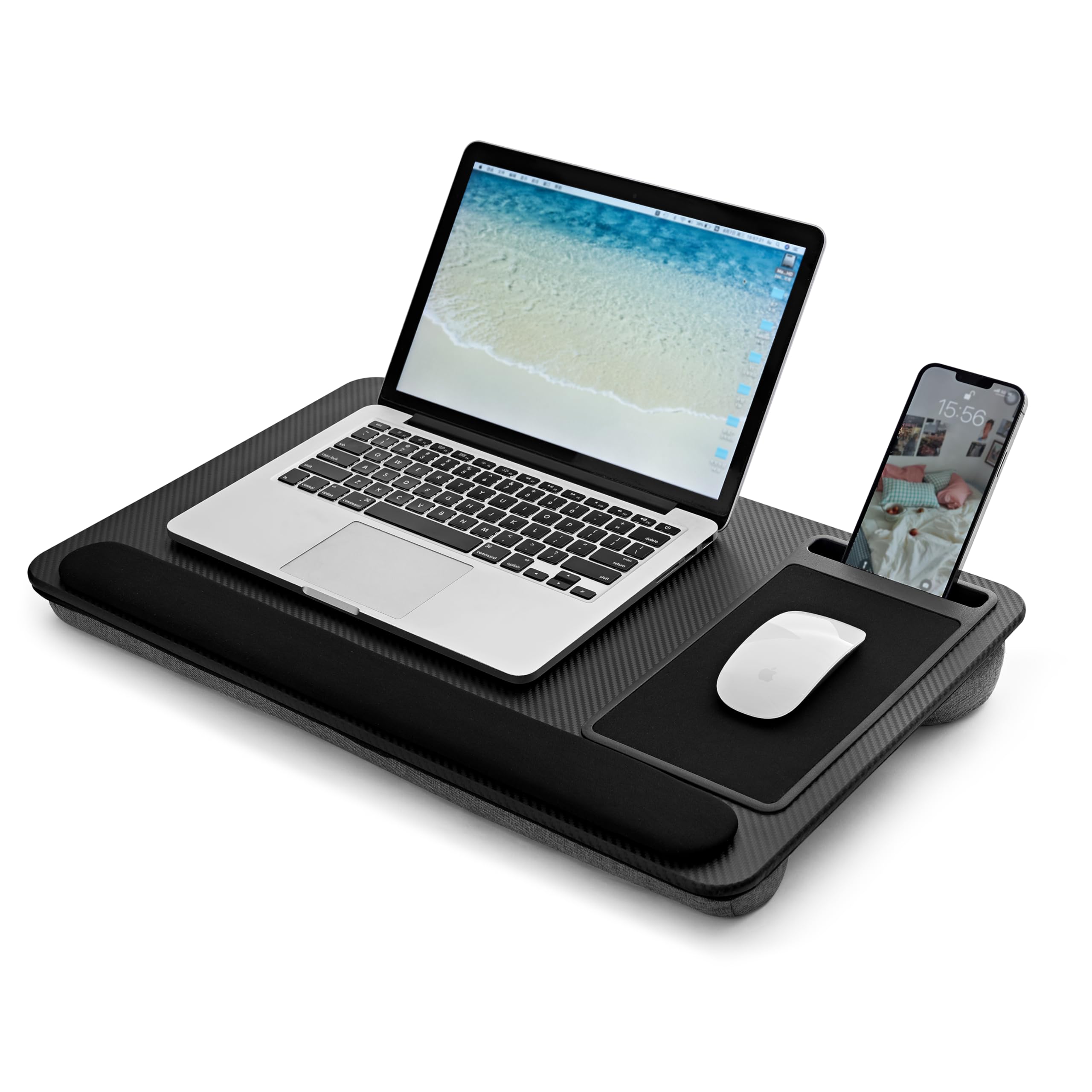 Portable Lap Desk Wood Laptop Tray with Cushion, Lightweight Laptop Stand for Be