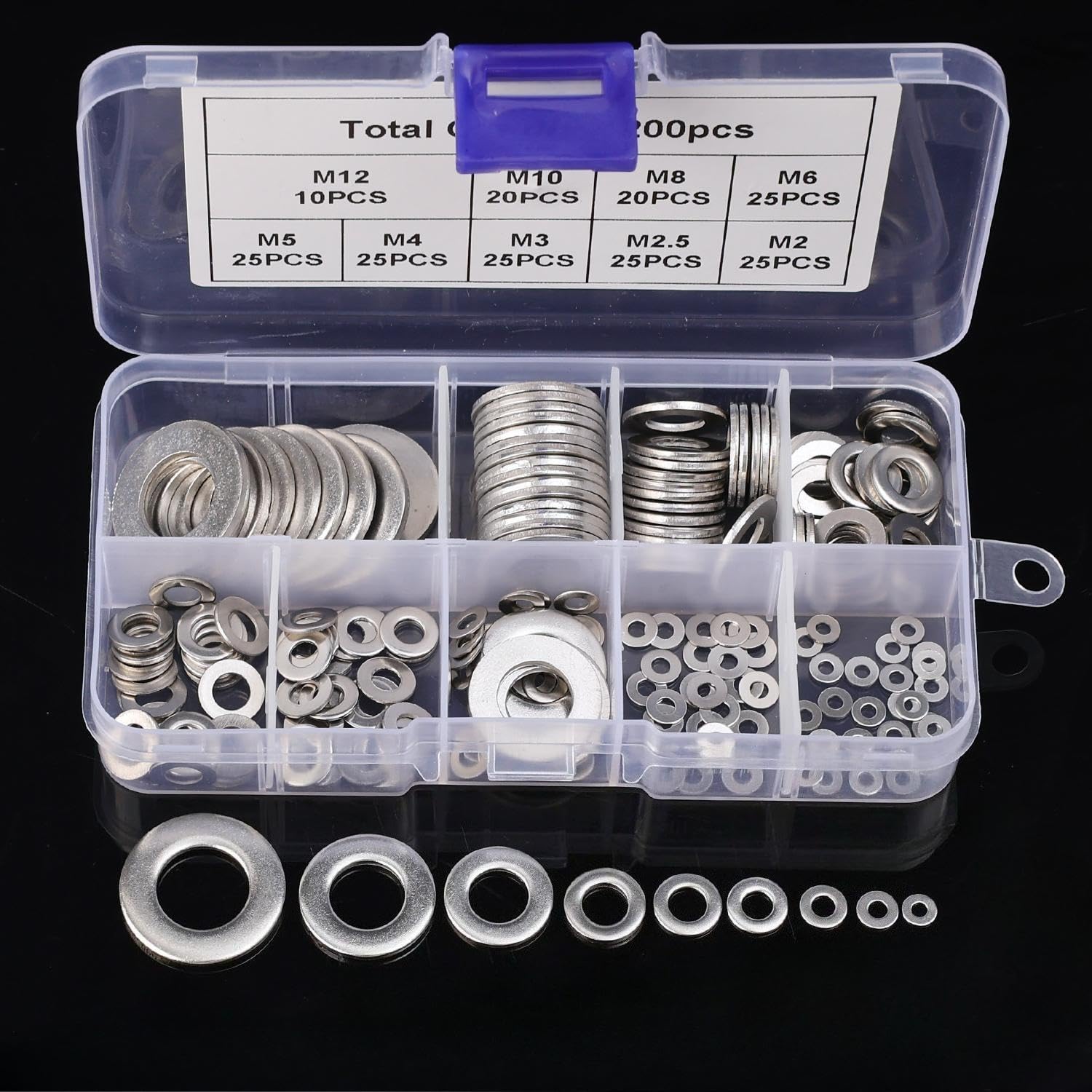 M2-M12 200pcs Stainless Steel Thick Flat Washers for Home Repair
