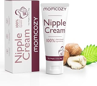 Momcozy Nipple Cream for Breastfeeding, Lanolin-Free, Safe & Soothing Balm | No Wipe off, Postpartum Essentials for Nursing & Pumping, Plant-Based Ingredients Organic Nipple Butter for New Moms, 1.41oz