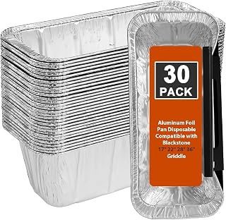 Whaleme Grease Cup Liners Compatible with Blackstone Griddle 5017 - Griddle Accessories, Disposable Grill Tray, Aluminum Foil Drip Pan Grease Catcher Cup Liner for 17, 22, 28, 36 Inch (30 Pack)