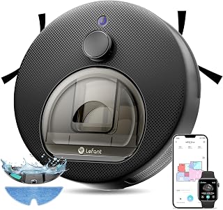 Lefant M330 Plus 3-in-1 Robot Vacuum Cleaner, 5000Pa, 150Min, Freemove 3.0 System, Anti-Tangle, Accurate LiDAR Navigation, Smart Forbidden Zone, 3 Suction Levels, APP/Alexa, Black