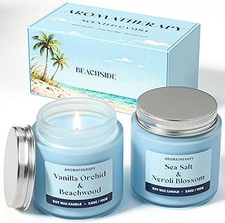 Summer Scented Candles Gifts for Women, Soy Candle Gift Set, 2 Pack Fresh Summer Aromatherapy Candles for Relaxing & Home Decor