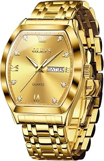 OLEVS Relojes para hombre, de lujo, cuadrados, analógicos, de cuarzo, para hombre, con fecha, de acero inoxidable, impermeable, luminoso