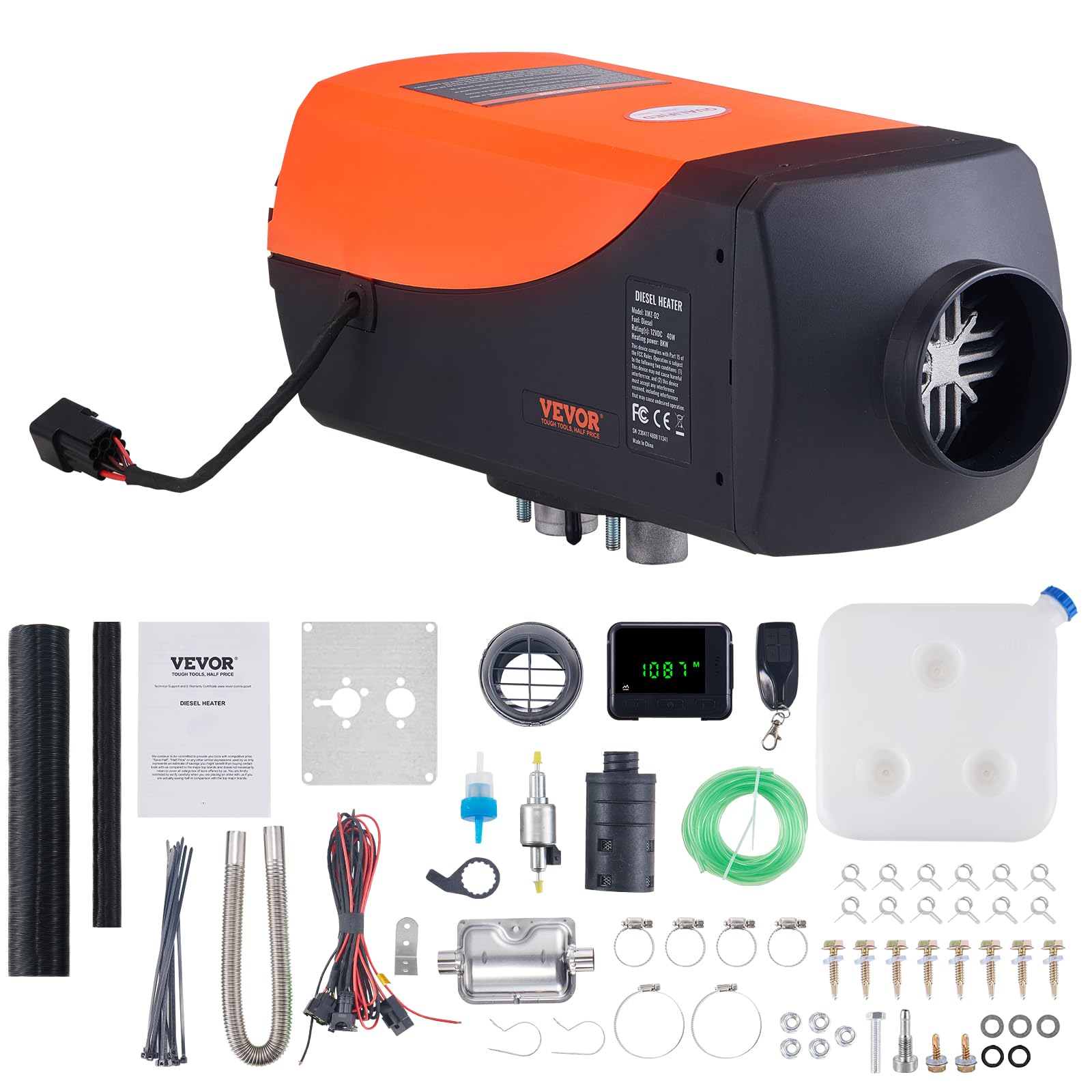 VEVOR Diesel Air Heater, 8 kW DC12-24V, Fast Heating Diesel Parking Heater with 