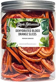Drink Botanicals Ireland Dried Blood Orange Slices Wheels | 45+ Slices | 100% Natural | For Cocktail Garnishing, Wreath, Cakes, Snacking, Infusions, Desserts | 5.29 oz, 150 Grams | Recyclable PET Jar