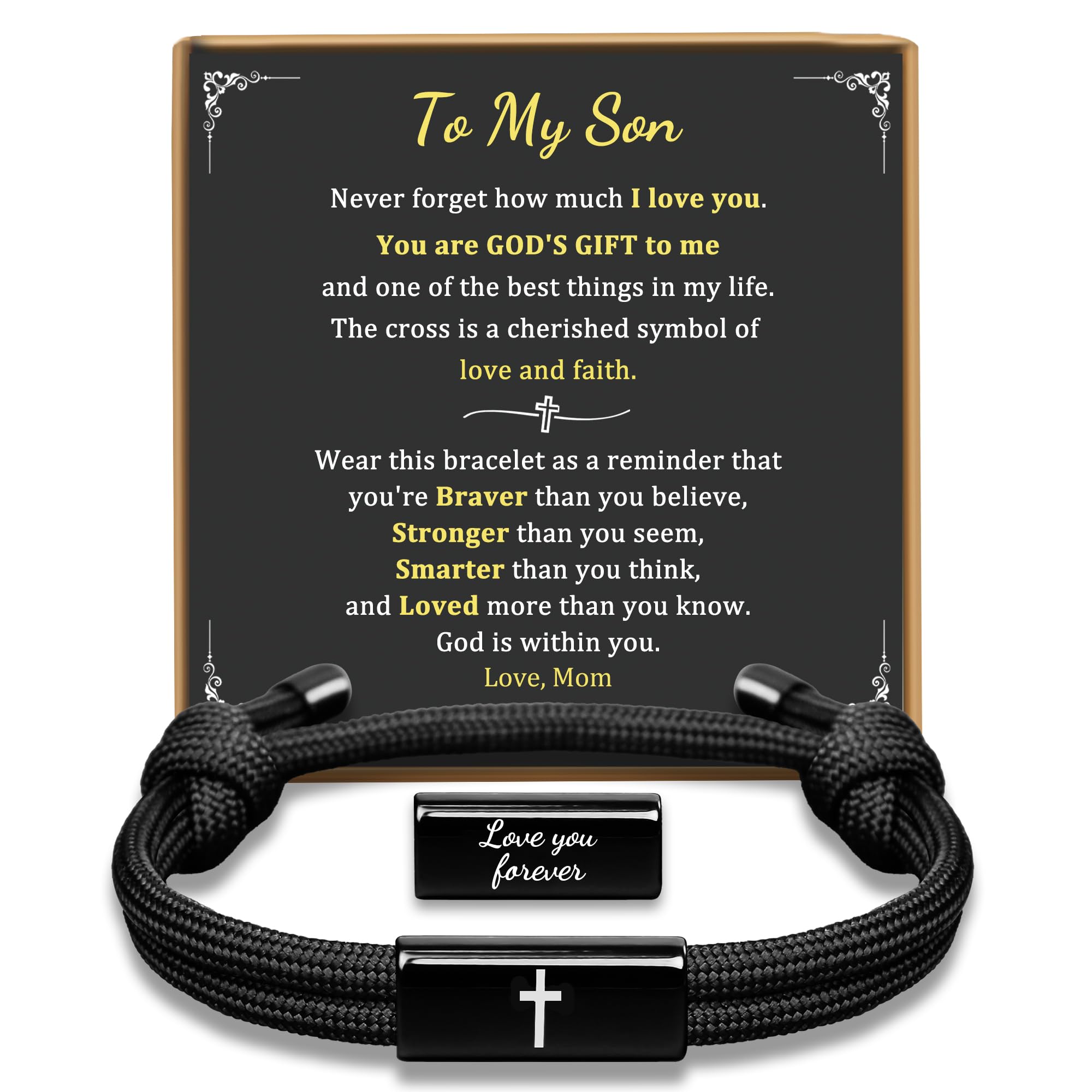 PEALICIOUS Cross Bracelet for Boys, Joshua Birthday Son Gifts for Teens | Birthd