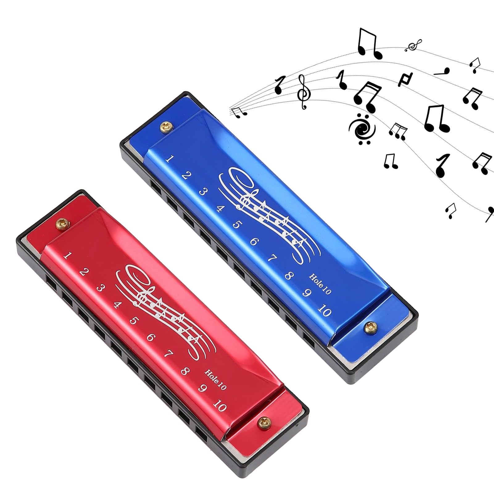 2 Pcs Harmonica Kids, Mouth Organ, 10 Hole 20 Tone Harmonica for Kids & Adults, 