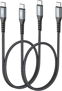 SUNGUY USB C to USB C 1.5FT [2Pack], 60W USB C Cable PD Fast Charge USB 2.0 Type C Charger Cord Compatible for iPhone 15 Pro/15 Pro Max/15 Plus/15, Samsung Galaxy S23, MacBook Air/Pro, iPad Pro/Air